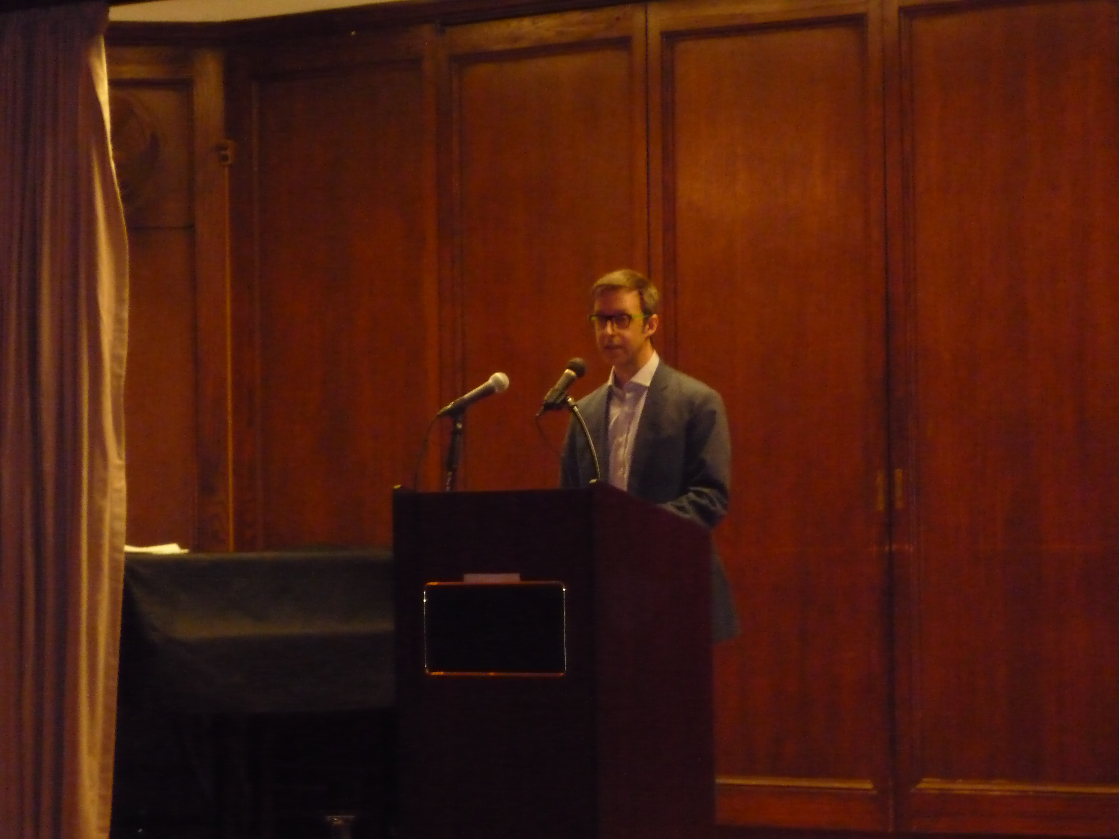 Kermit Roosevelt III giving lecture at Theodore Roosevelt Birthplace in NYC