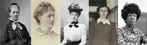 Belva B. Lockwood, Kate Stoneman, Helen Z.M. Rodgers, Charlotte Smallwood-Cook and Shirley St. Hill Chisholm