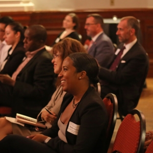 The audience engaged at our 2017 Young Lawyers Committee event A Conversation with Roy L. Reardon & Patricia M. Hynes.