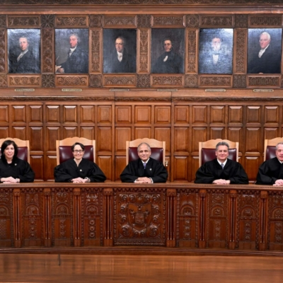 Court of Appeals Bench, 2023: Judges from Left to Right: Troutman, Singas, Rivera, Chief Judge Wilson, Garcia, Cannataro, Halligan